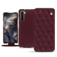 Lederschutzhülle OnePlus Nord - Lie de vin - Couture ( Pantone 5115C ) 
