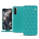 Housse cuir OnePlus Nord - Bleu fluo - Couture