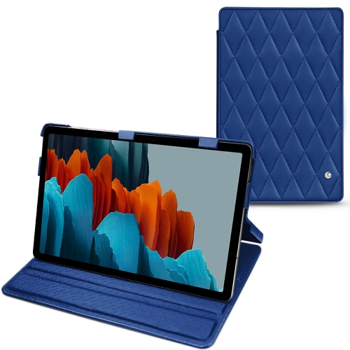  Cubiertas horizontales para Samsung Galaxy Tab S7 PlusBleu océan - Couture ( Nappa - Pantone #15458a) 