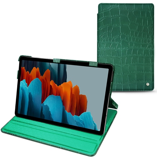  Horizontal Flip Covers for Samsung Galaxy Tab S7 PlusCrocodile pino ( Pantone #173F35 ) 
