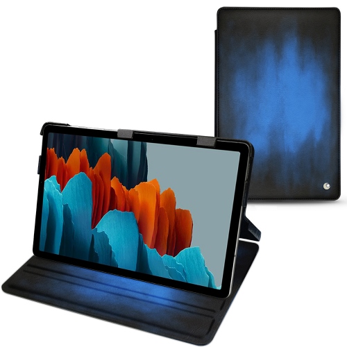 Horizontale Klappenabdeckungen für Samsung Galaxy Tab S7Bleu Patine