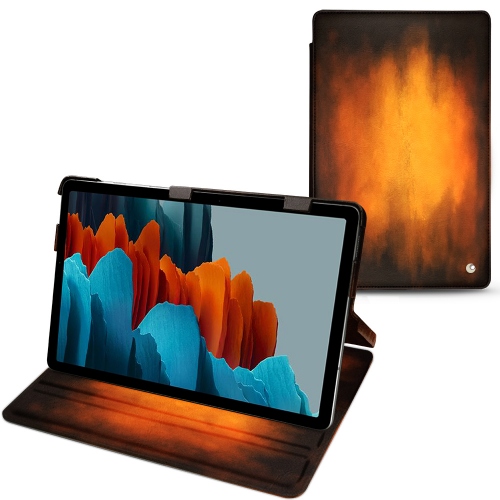 Horizontale Klappenabdeckungen für Samsung Galaxy Tab S7Fauve Patine