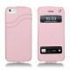 Housse cuir Apple iPhone 5 - Rose ( Nappa - Pantone 2365C ) 