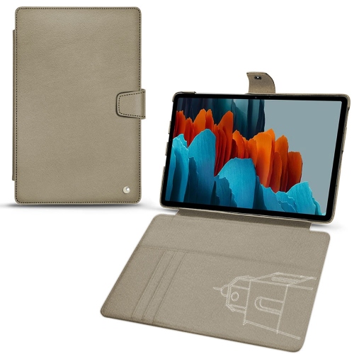 Brieftaschenhüllen aus Leder für Samsung Galaxy Tab S7 PlusDarboun sabla ( Pantone #BCB1A1 )