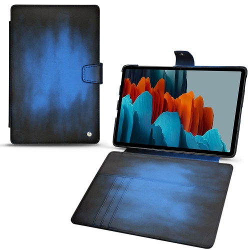 Cubiertas de cuero para la cartera de Samsung Galaxy Tab S7 PlusBleu Patine