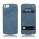 가죽 커버 Apple iPhone 5 - Jean vintage ( Roughtcut - Pantone 285U  ) 