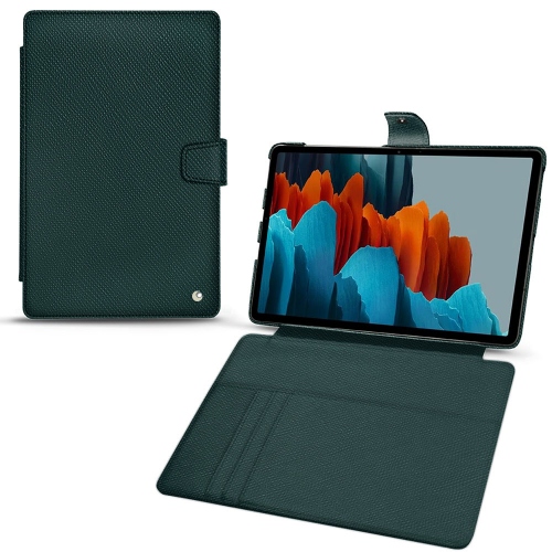 Leather wallet covers for Samsung Galaxy Tab S7 PlusVert séduisant ( Pantone #1d3c34 ) 