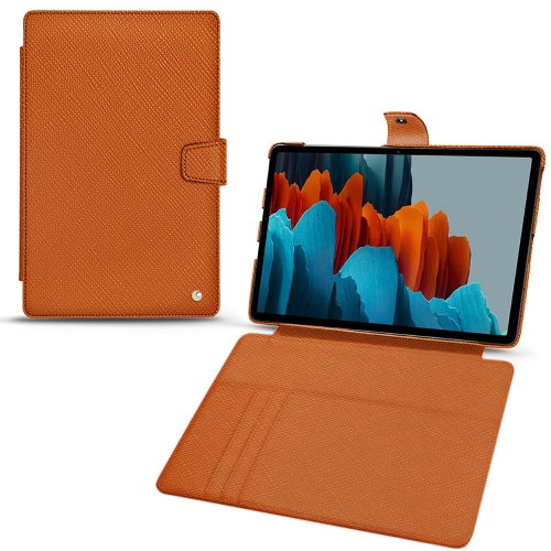 Les housses portefeuille en cuir pour Samsung Galaxy Tab S7 PlusOrange vibrant ( Pantone #e36b39 ) 