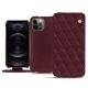 レザーケース Apple iPhone 12 Pro - Lie de vin - Couture ( Pantone 5115C ) 