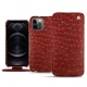 Capa em pele Apple iPhone 12 Pro - Autruche ciliegia