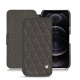 Housse cuir Apple iPhone 12 Pro - Anthracite - Couture ( Pantone 424C ) 