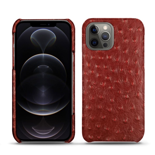 Caixas de couro para Apple iPhone 12 Pro MaxAutruche ciliegia ( Pantone #a4343a ) 