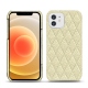Coque cuir Apple iPhone 12 mini - Ivoire - Couture ( Sleek P C12 - White ) 