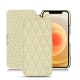 Housse cuir Apple iPhone 12 mini - Ivoire - Couture ( Sleek P C12 - White ) 