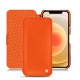Apple iPhone 12 leather case - Orange fluo