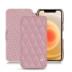 Housse cuir Apple iPhone 12 - Rose - Couture ( Nappa - Pantone 2365C ) 