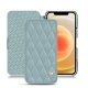 Apple iPhone 12 leather case - Bleu ciel - Couture ( Nappa - Pantone 277C ) 