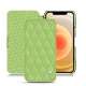 Apple iPhone 12 leather case - Vert olive - Couture ( Nappa - Pantone 578U ) 