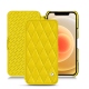 Housse cuir Apple iPhone 12 - Jaune fluo - Couture