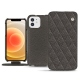 Capa em pele Apple iPhone 12 mini - Anthracite - Couture ( Pantone 424C ) 