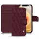 Housse cuir Apple iPhone 12 - Lie de vin - Couture ( Pantone 5115C ) 