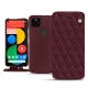 Housse cuir Google Pixel 5 - Lie de vin - Couture ( Pantone 5115C ) 