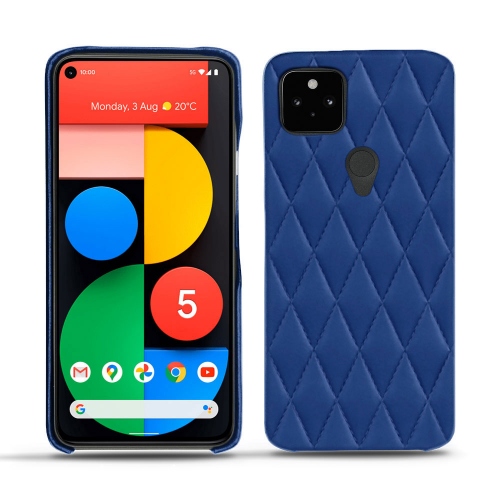 Les coques en cuir pour Google Pixel 5Bleu océan - Couture ( Nappa - Pantone #15458a) 