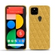 Coque cuir Google Pixel 5 - Mimosa - Couture ( Pantone 141C ) 