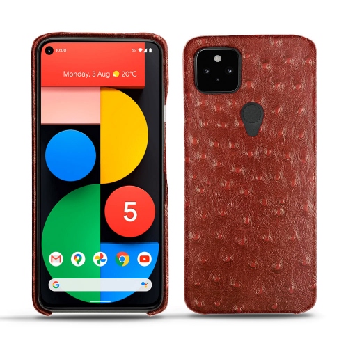 Lederschalen für Google Pixel 5Autruche ciliegia ( Pantone #a4343a ) 