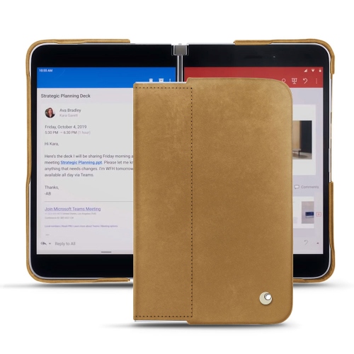 Conchas de couro premium para Microsoft Surface DuoSable vintage ( Pantone #9b7340 ) 