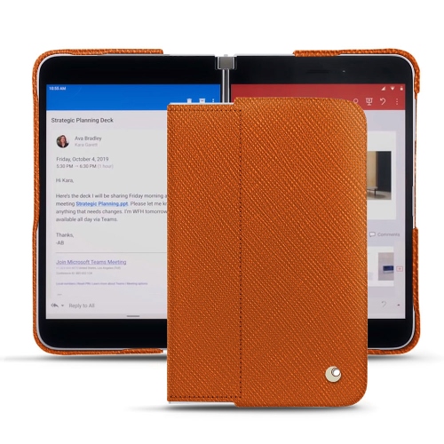 Hochwertige Lederschalen für Microsoft Surface DuoOrange vibrant ( Pantone #e36b39 ) 