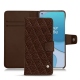 OnePlus 8T leather case - Châtaigne - Couture ( Pantone 476C ) 