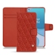 OnePlus 8T leather case - Papaye - Couture ( Pantone 180C ) 