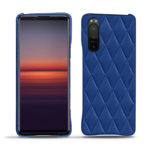 Leder-Heckwannen für Xperia 5 IIBleu océan - Couture ( Nappa - Pantone #15458a) 