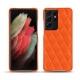 Samsung Galaxy S21 Ultra leather cover - Orange fluo - Couture