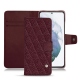 Housse cuir Samsung Galaxy S21+ - Lie de vin - Couture ( Pantone 5115C ) 