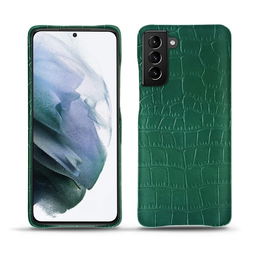  Samsung Galaxy S21+를위한 프리미엄 가죽 커버Crocodile pino ( Pantone #173F35 ) 