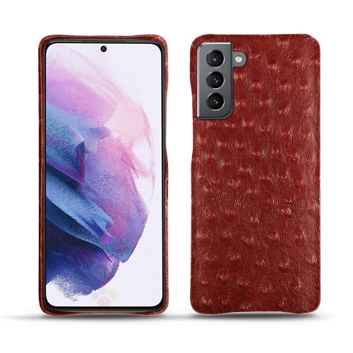 Coque en cuir premium pour Samsung Galaxy S21Autruche ciliegia ( Pantone #a4343a ) 