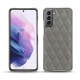 Samsung Galaxy S21 leather cover - Acier vintage - Couture