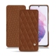 Housse cuir Samsung Galaxy S21 - Marron - Couture ( Nappa - Pantone 1615C ) 