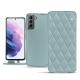 Housse cuir Samsung Galaxy S21 - Bleu ciel - Couture ( Nappa - Pantone 277C ) 