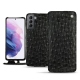 Samsung Galaxy S21 leather case - Autruche nero