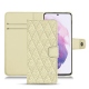 Housse cuir Samsung Galaxy S21 - Ivoire - Couture ( Sleek P C12 - White ) 