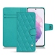 Housse cuir Samsung Galaxy S21 - Bleu fluo - Couture