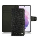 Samsung Galaxy S21 leather case - Autruche nero