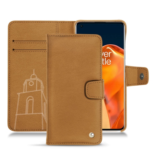 Elegante custodia in pelle per OnePlus 9 ProCastan esparciate ( Pantone #824F2A )