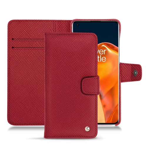 Elegante custodia in pelle per OnePlus 9 ProRouge passion ( Pantone #a6192e ) 