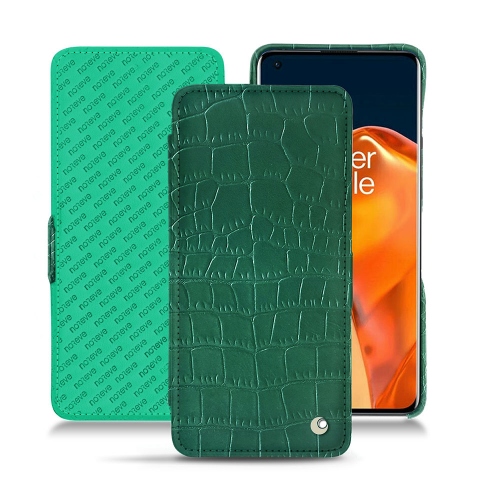 Funda de cuero premium para OnePlus 9 ProCrocodile pino ( Pantone #173F35 ) 