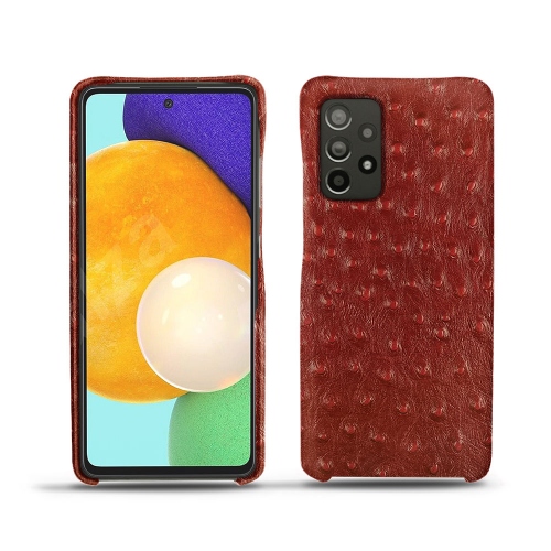 Coperture posteriori in pelle per Samsung Galaxy A52Autruche ciliegia ( Pantone #a4343a ) 