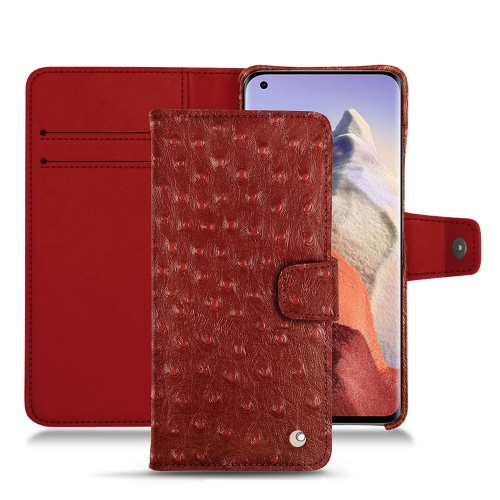 Xiaomi Mi 11 Ultra のための横のフラップが付いている革カバーAutruche ciliegia ( Pantone #a4343a ) 